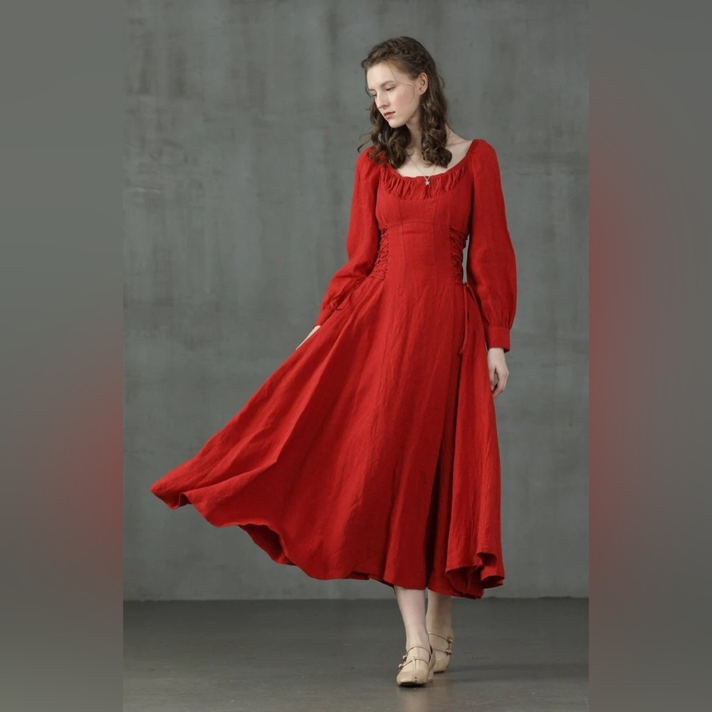 YLANG 15 | MAXI LACE-UP LINEN DRESS